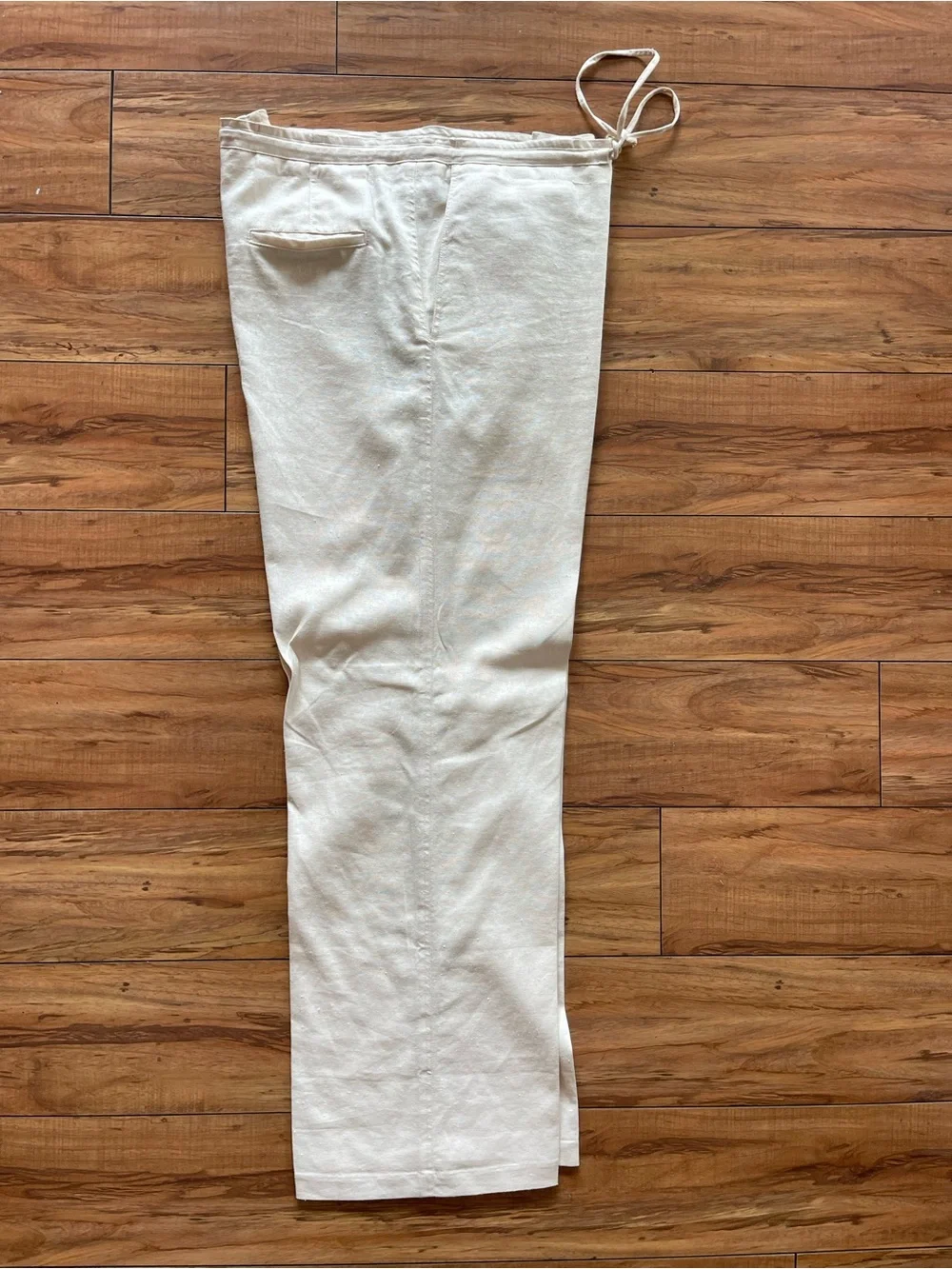 Men's Linen-Blend Drawstring Pants in Off-White